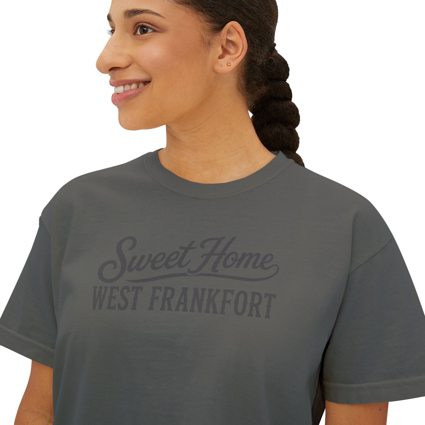 Sweet Home West Frankfort Core Collection Boxy Tee — Women's Retro City Pride T‑Shirt