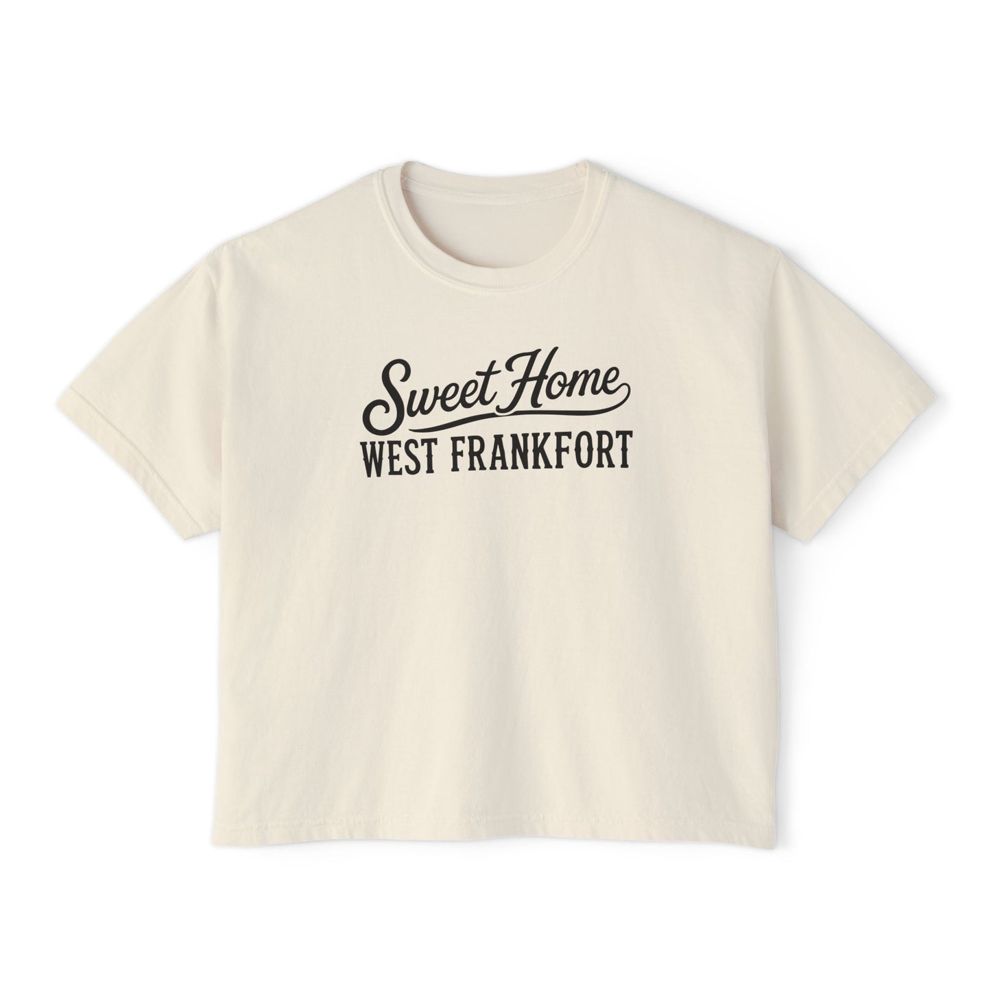 Sweet Home West Frankfort Core Collection Boxy Tee — Women's Retro City Pride T‑Shirt