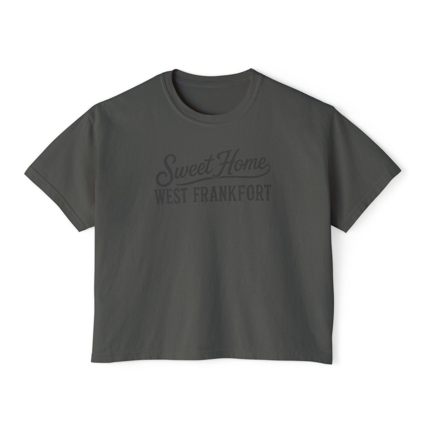 Sweet Home West Frankfort Core Collection Boxy Tee — Women's Retro City Pride T‑Shirt