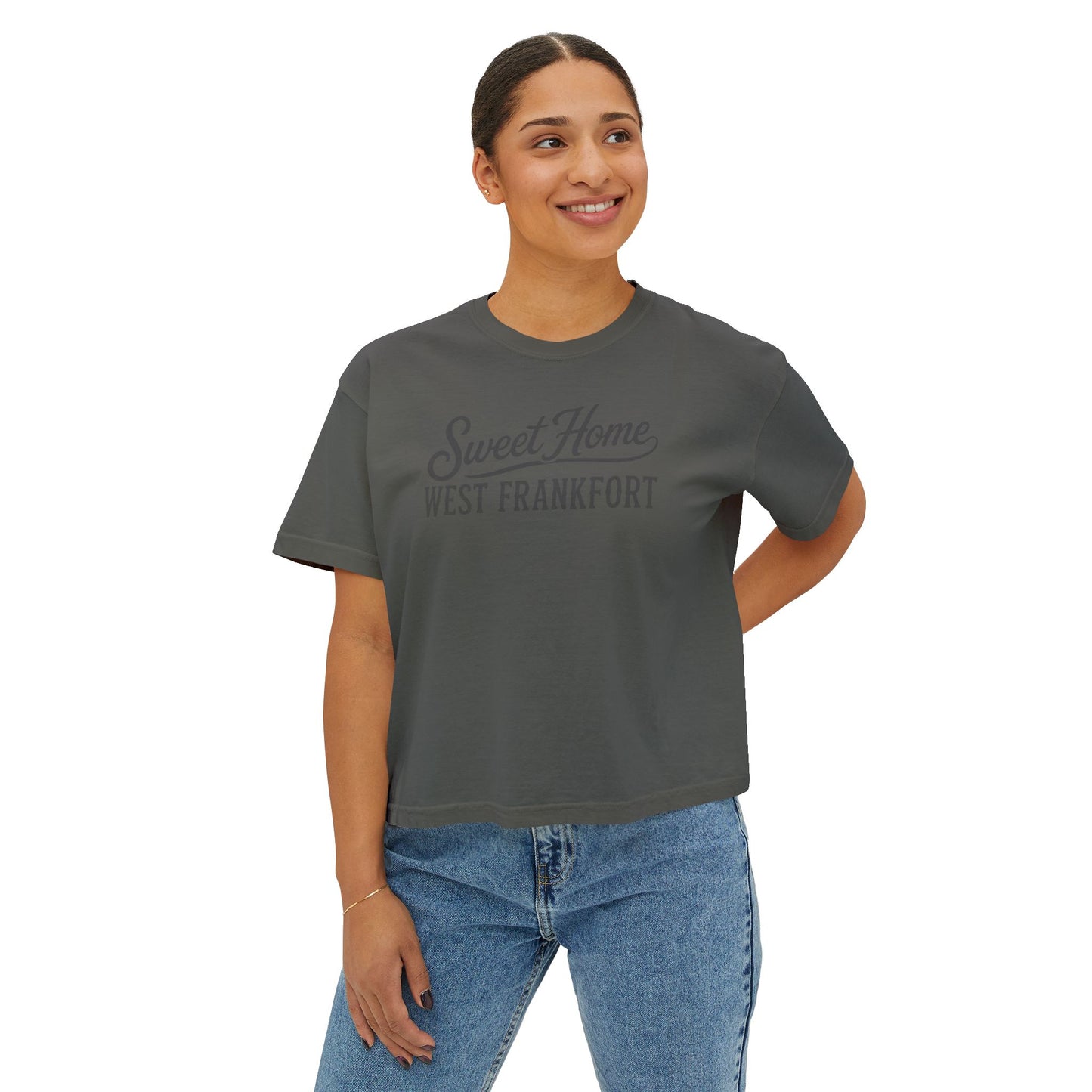 Sweet Home West Frankfort Core Collection Boxy Tee — Women's Retro City Pride T‑Shirt
