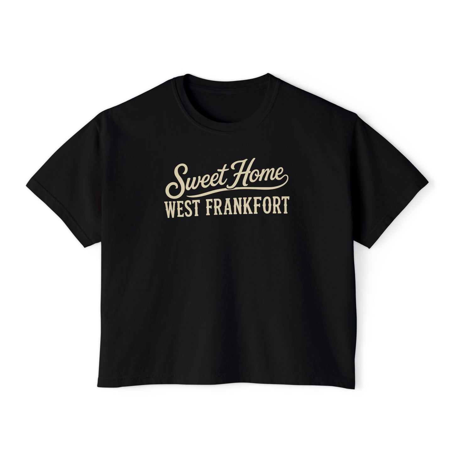 Sweet Home West Frankfort Core Collection Boxy Tee — Women's Retro City Pride T‑Shirt