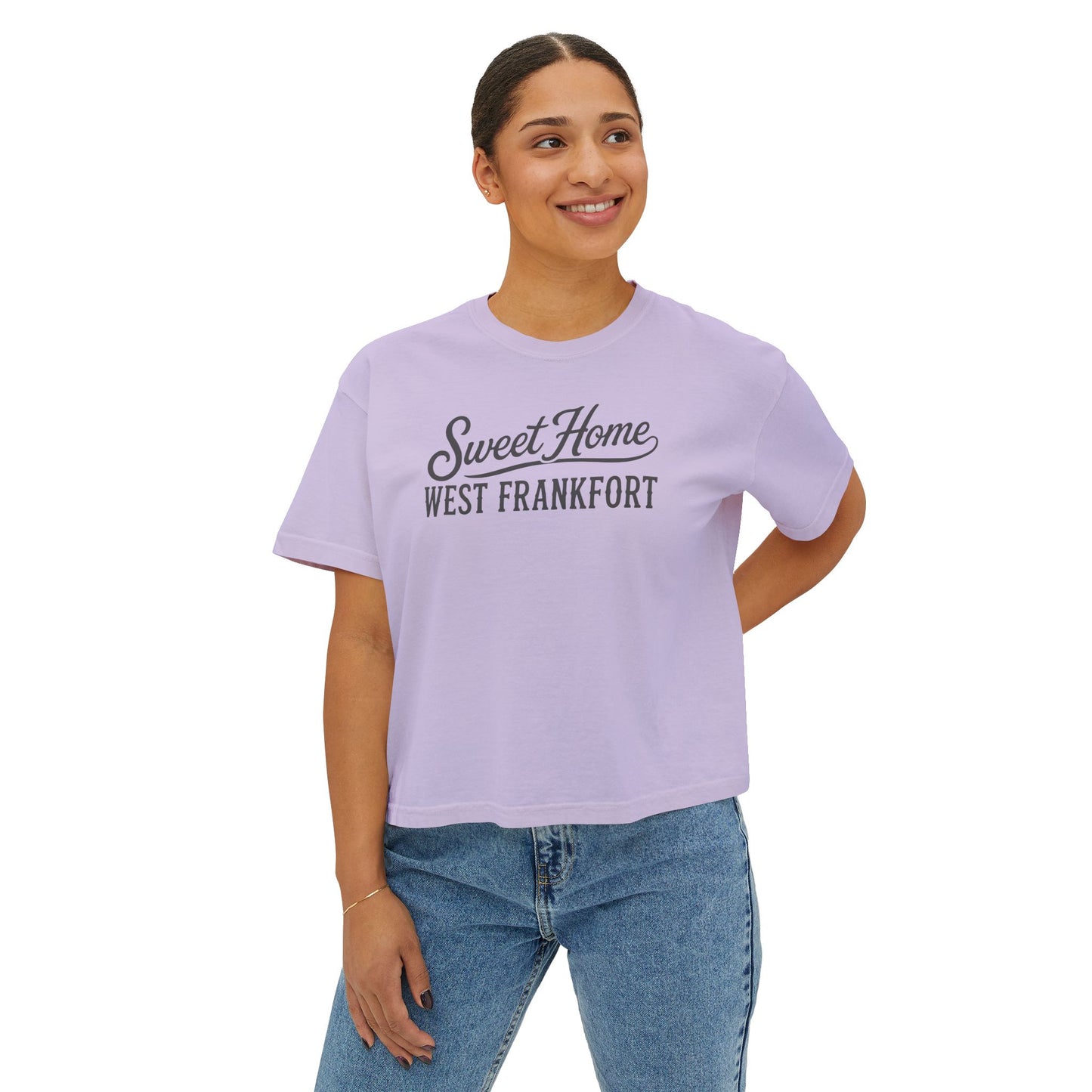 Sweet Home West Frankfort Core Collection Boxy Tee — Women's Retro City Pride T‑Shirt