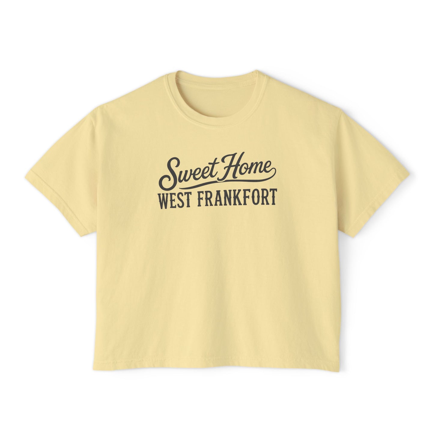 Sweet Home West Frankfort Core Collection Boxy Tee — Women's Retro City Pride T‑Shirt