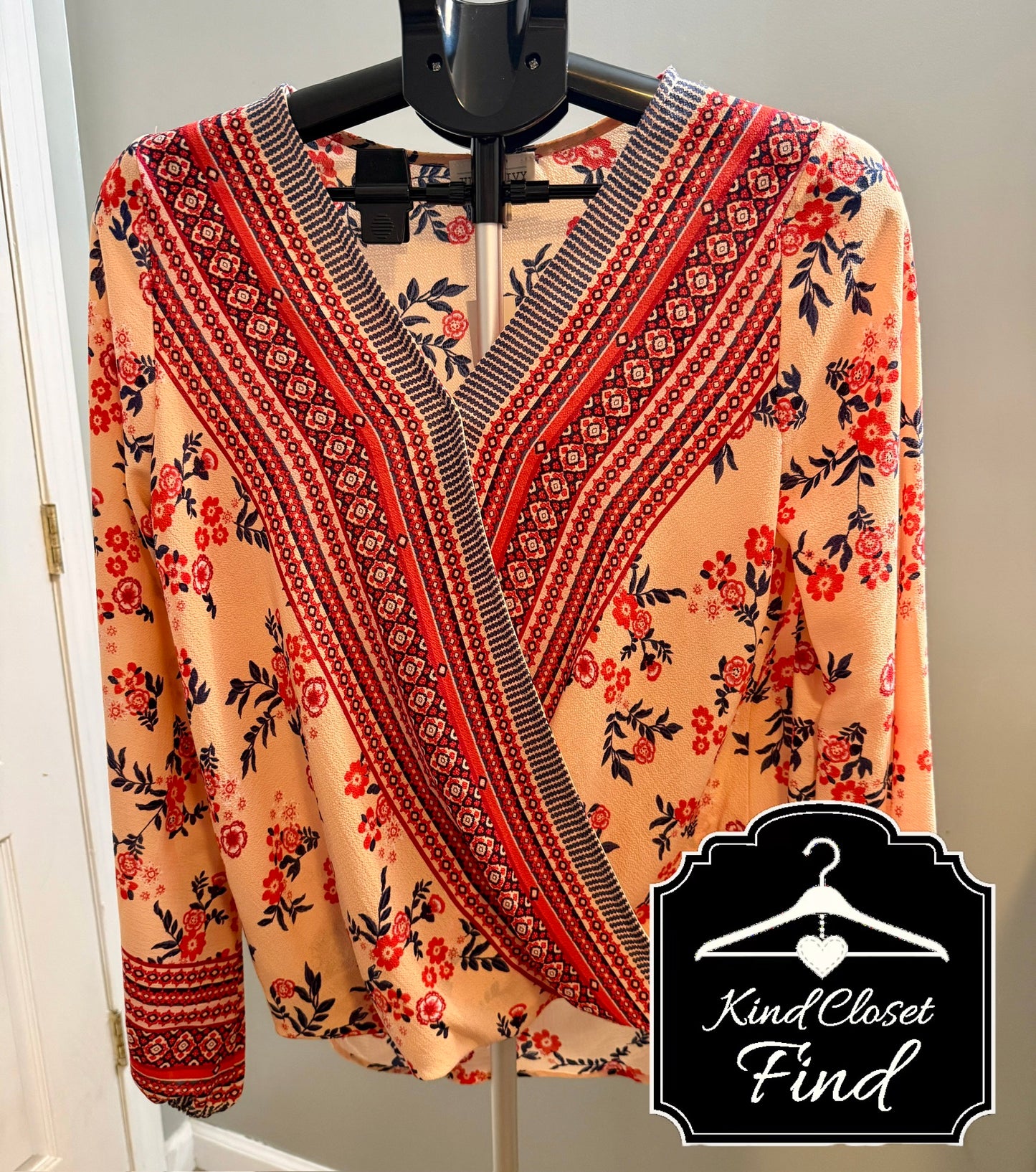 Jun & Ivy Floral Wrap Blouse