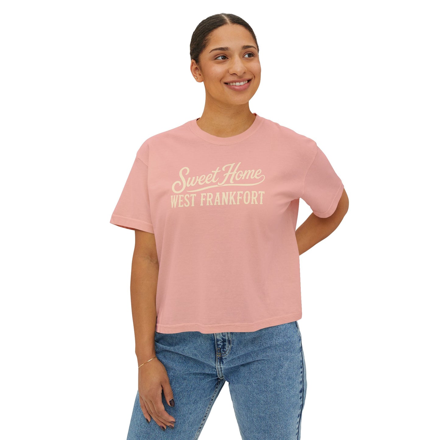 Sweet Home West Frankfort Core Collection Boxy Tee — Women's Retro City Pride T‑Shirt