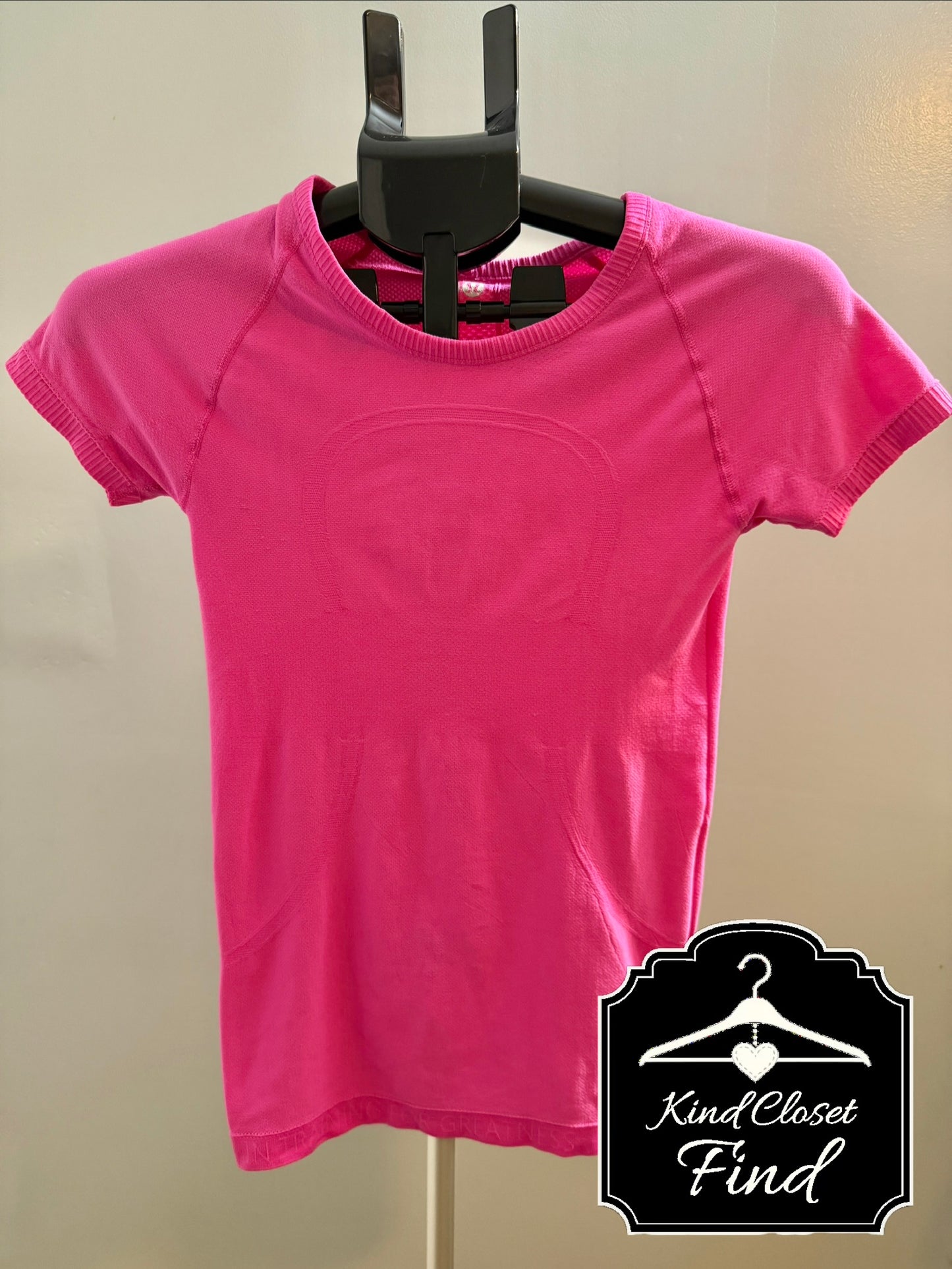 Lululemon Pink Embossed Logo Fitted Tee